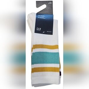 Gap Adult White Multi Stripe Crew Socks 2pack One Size, New